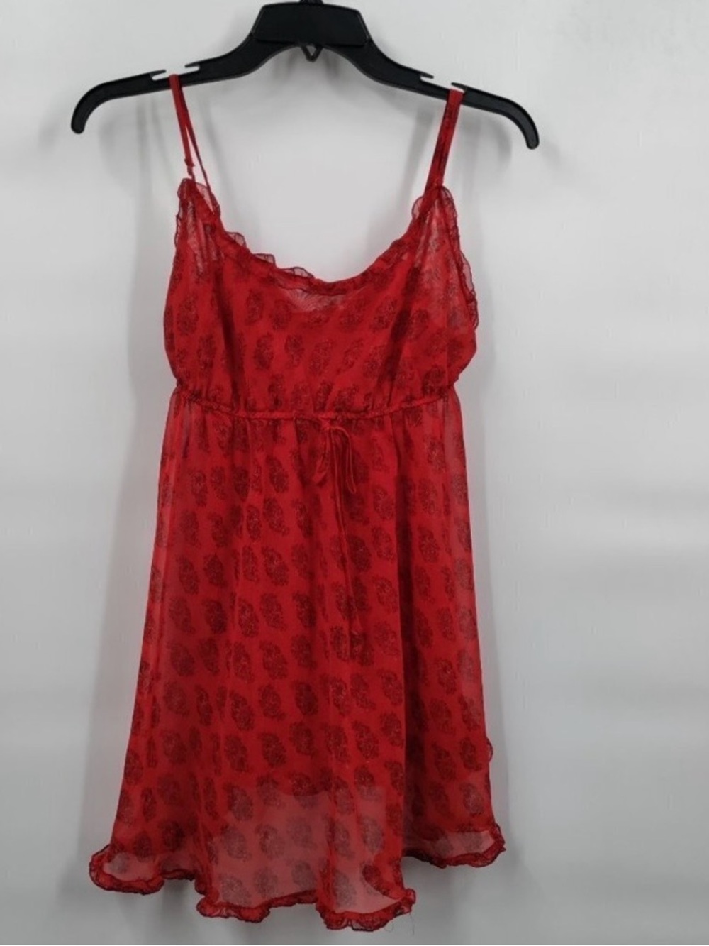 Victoria's Secret Red Floral Lace Trim Chemise